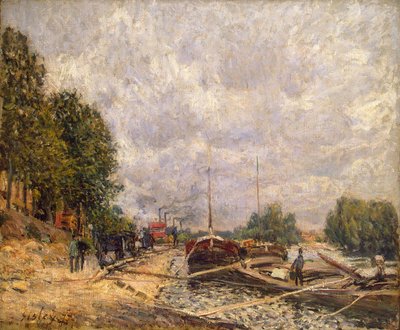 Barges at Billancourt by Alfred Sisley